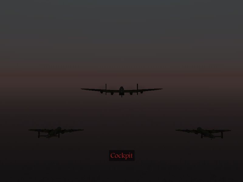 Jane's Combat Simulations: Attack Squadron (Windows) screenshot: The bombers flying in formation on the dusk