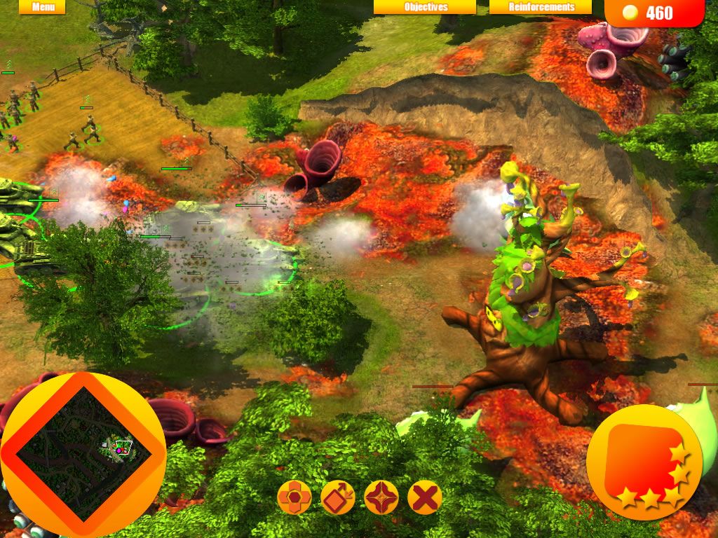 Stalin vs. Martians (Windows) screenshot: Zooming in on an enemy-infested area.