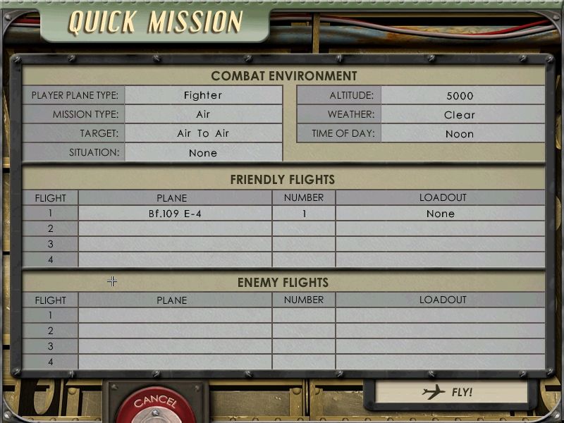 Jane's Combat Simulations: Attack Squadron (Windows) screenshot: Quick mission panel