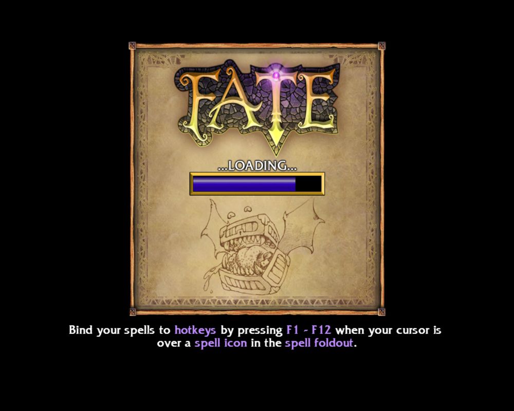 Fate (Windows) screenshot: The loading screen always gives a useful hint.