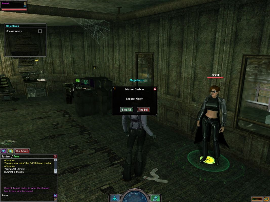 The Matrix Online (Windows) screenshot: Ugh! I can never remember which one is which...