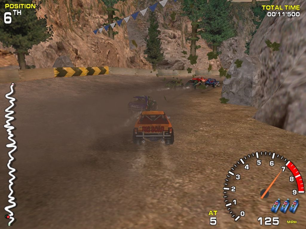 Off-Road Redneck Racing (Windows) screenshot: The only race that is not a loop circuit.