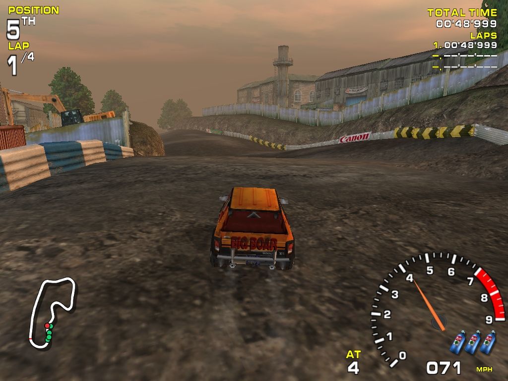 Off-Road Redneck Racing (Windows) screenshot: Racing at Vilner's Forge.