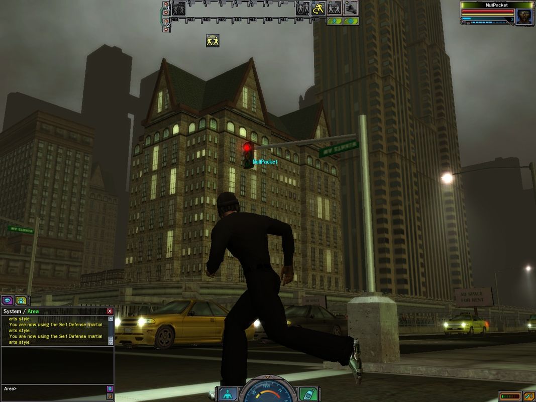 The Matrix Online (Windows) screenshot: More attractive, affluent regions of the city generally contain high-level foes.