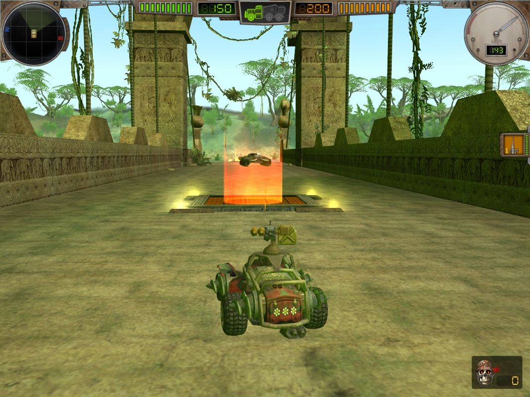 Hard Truck: Apocalypse - Rise of Clans (Windows) screenshot: The multiplayer modes offer a more 'arcade' style experience, with weapons and power-ups scattered around.