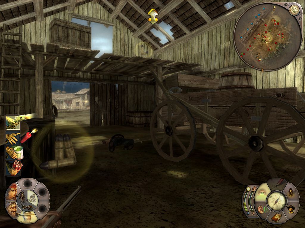 Helldorado (Windows) screenshot: Looking inside the buildings