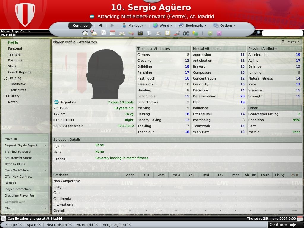 Worldwide Soccer Manager 2008 (Windows) screenshot: Player profiles screen