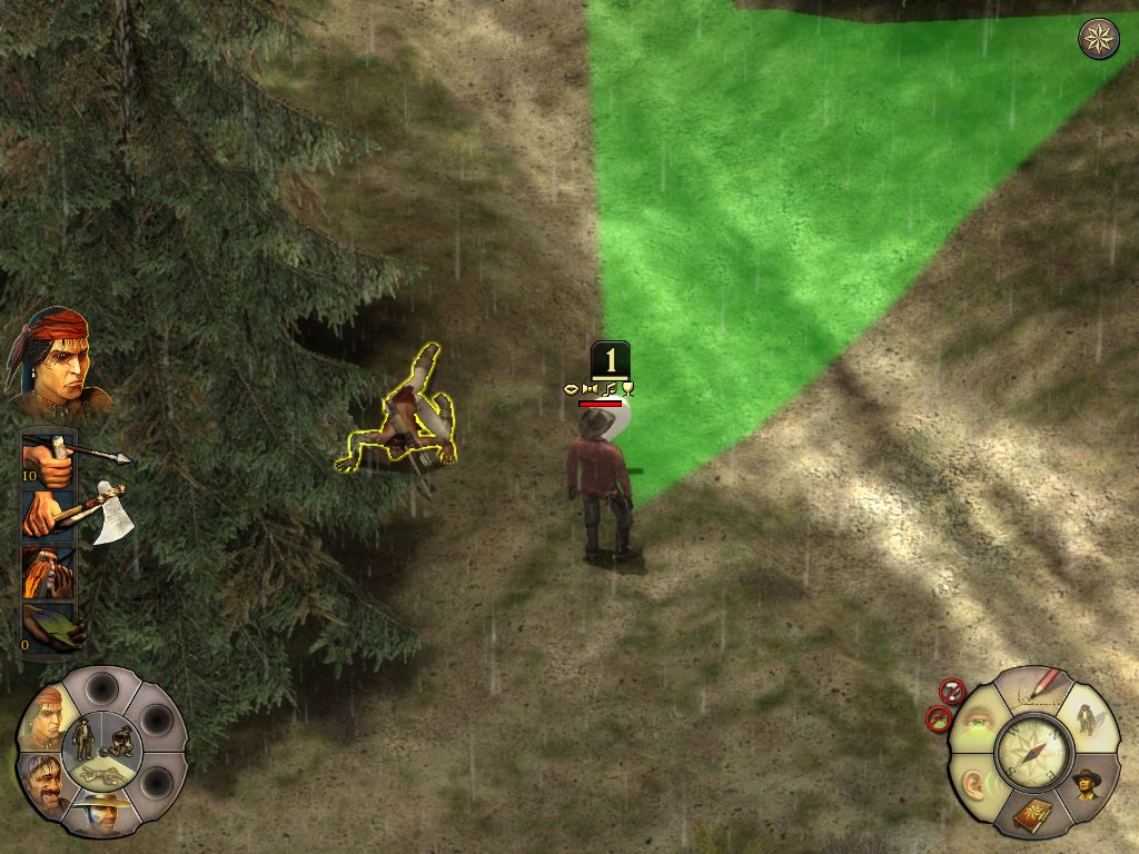 Helldorado (Windows) screenshot: Sneaking behind the bandit