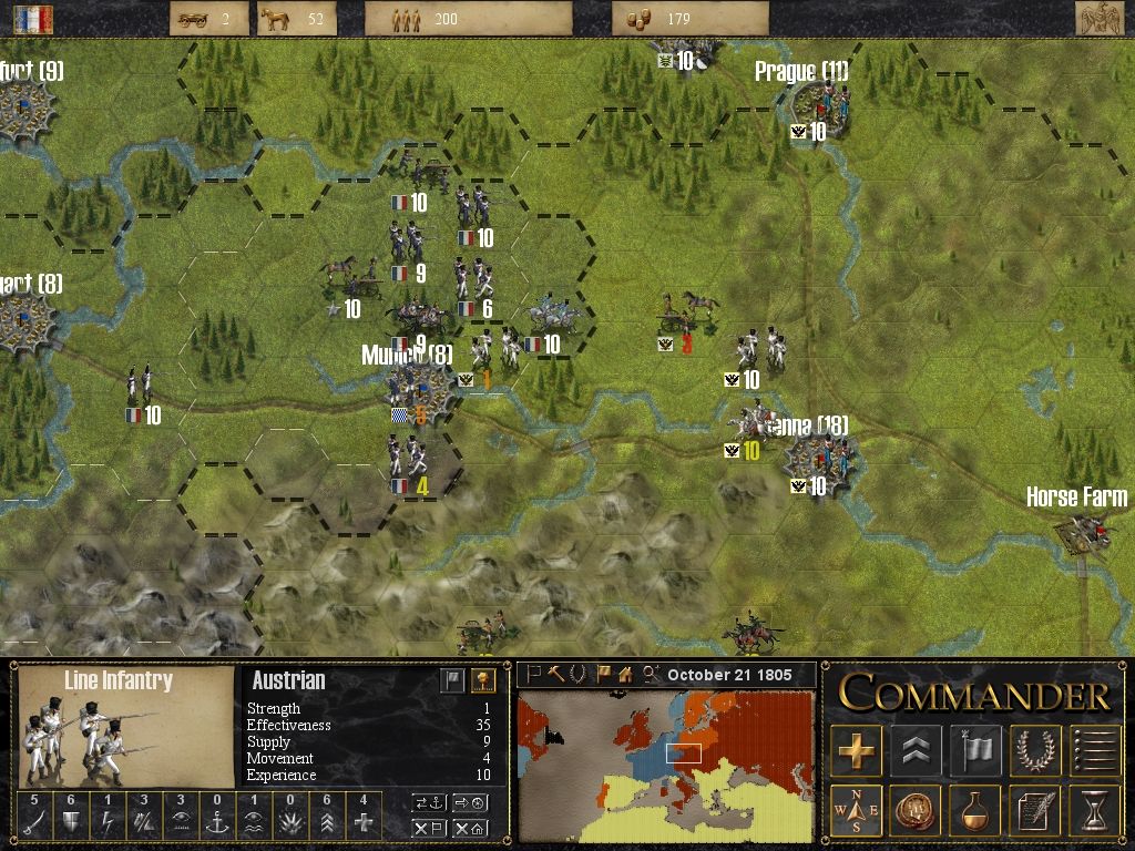 Commander: Napoleon at War (Windows) screenshot: French army comes to rescue and move the frontier some hexagons beyond