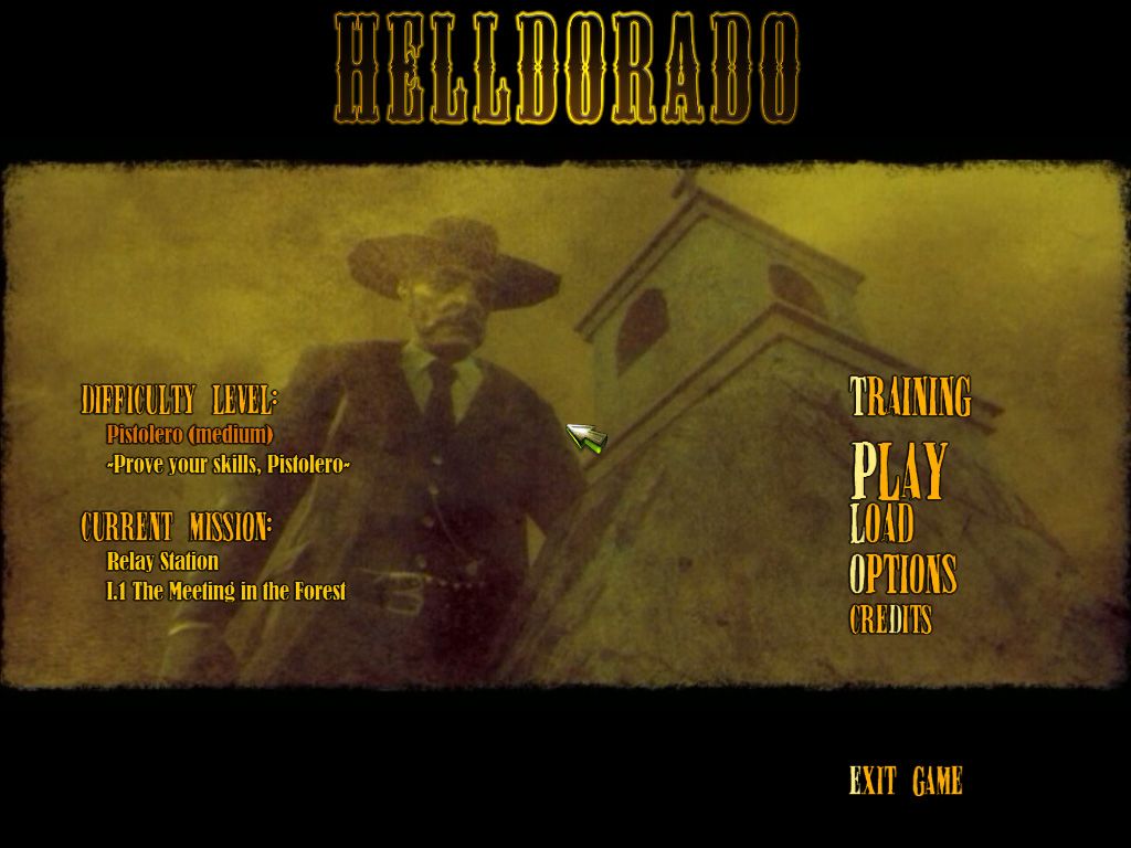 Helldorado (Windows) screenshot: Title Screen and main menu