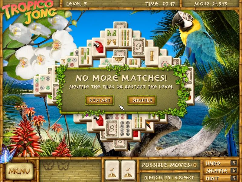 Tropico Jong (Windows) screenshot: If the game is closed, you can shuffle again the tiles