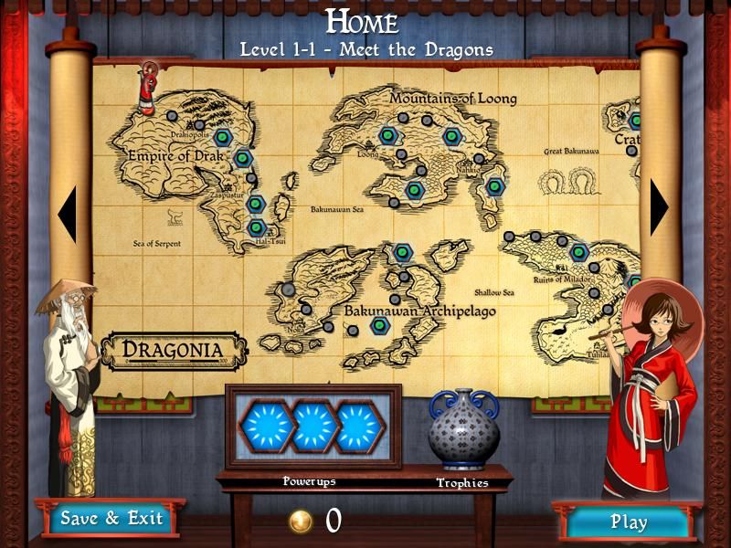 Dragon Portals (Windows) screenshot: The game map