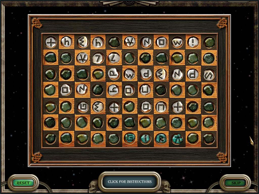 3 Cards to Midnight (Windows) screenshot: One of the harder puzzles. Here you have to rotate the runes to form a message.