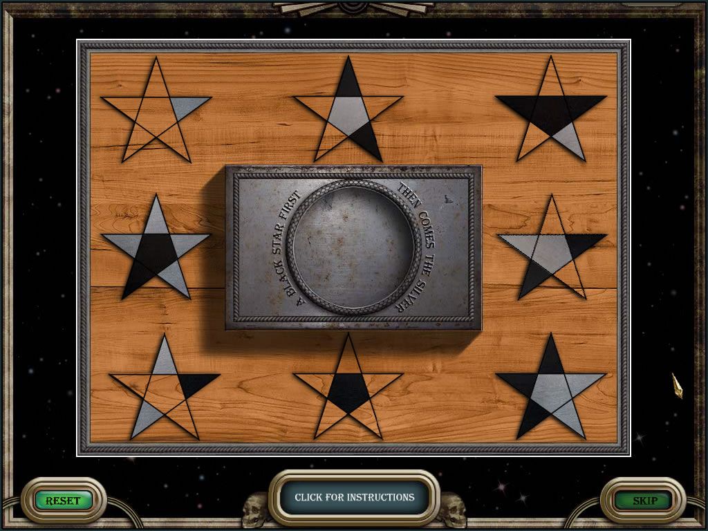 3 Cards to Midnight (Windows) screenshot: Form a silver star on top of a black star, using the eight shapes.