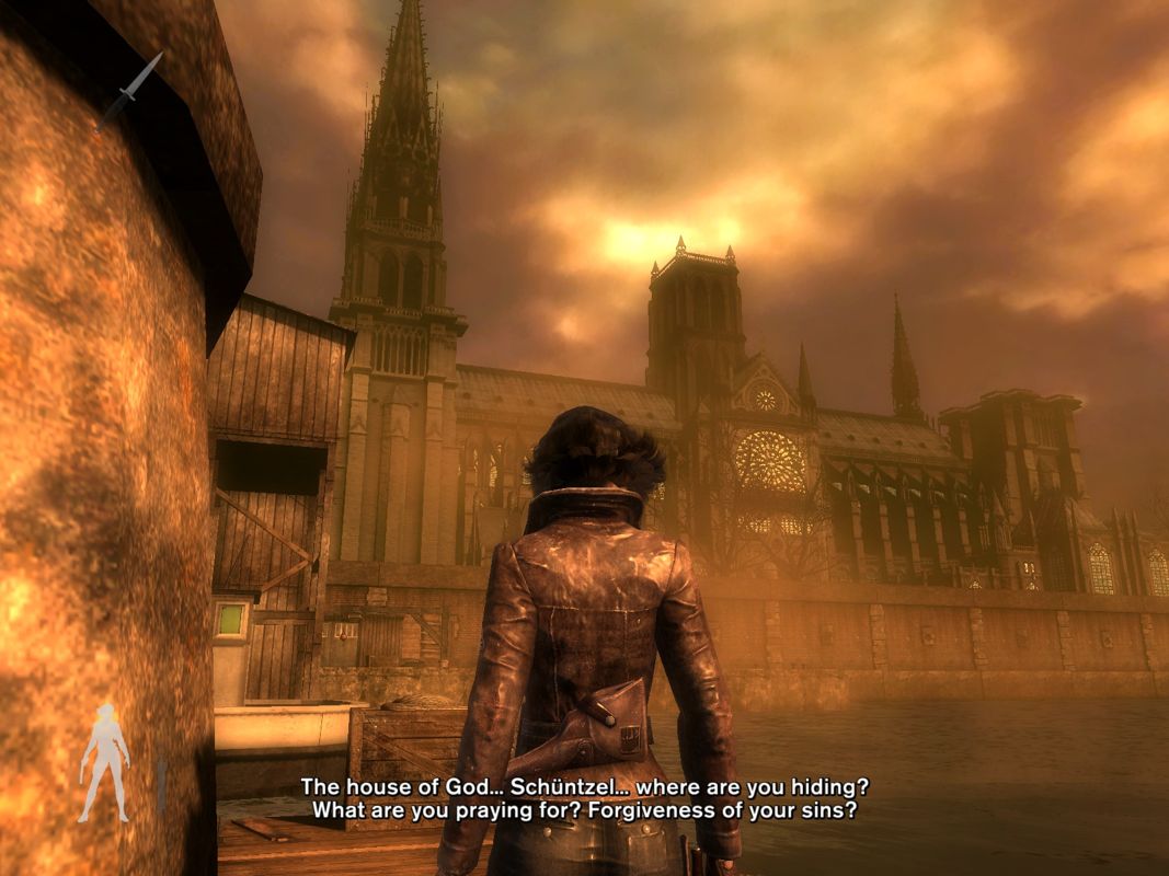 Velvet Assassin (Windows) screenshot: Your next goal is up in that bell-tower.