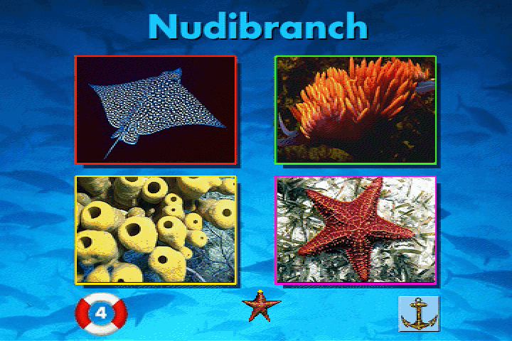 Undersea Adventure (DOS) screenshot: Finding the right creature.