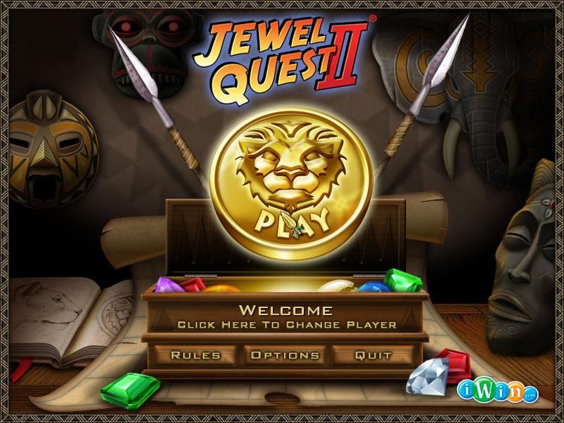 Jewel Quest II (Windows) screenshot: Title screen and main menu