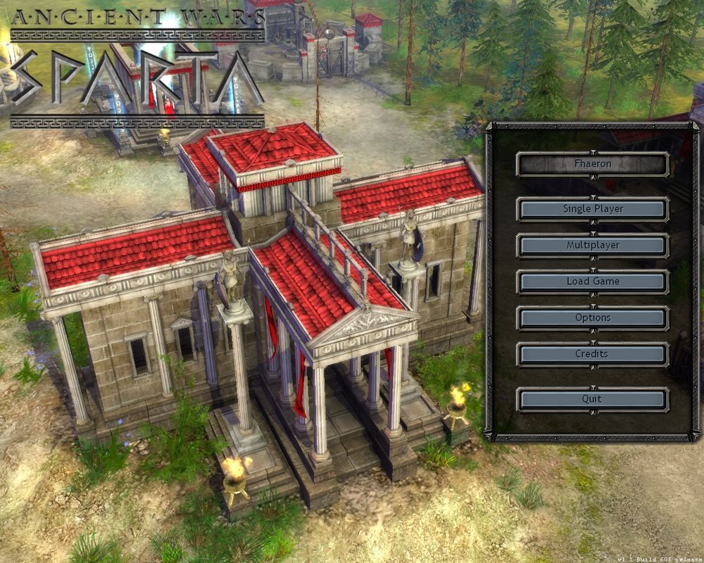 Ancient Wars: Sparta (Windows) screenshot: Title and main menu screen