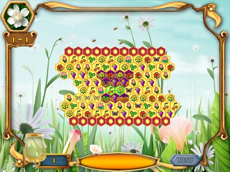 Apiary Quest (Windows) screenshot: I have matched up three butterflies.