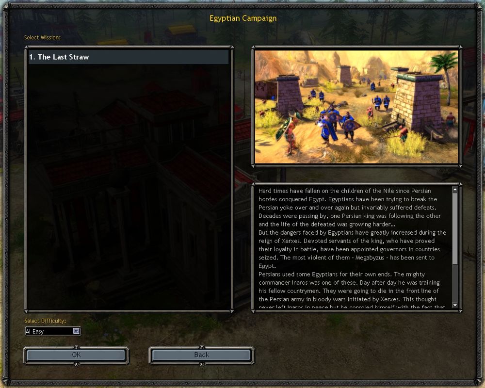 Ancient Wars: Sparta (Windows) screenshot: Egyptian campaign briefing