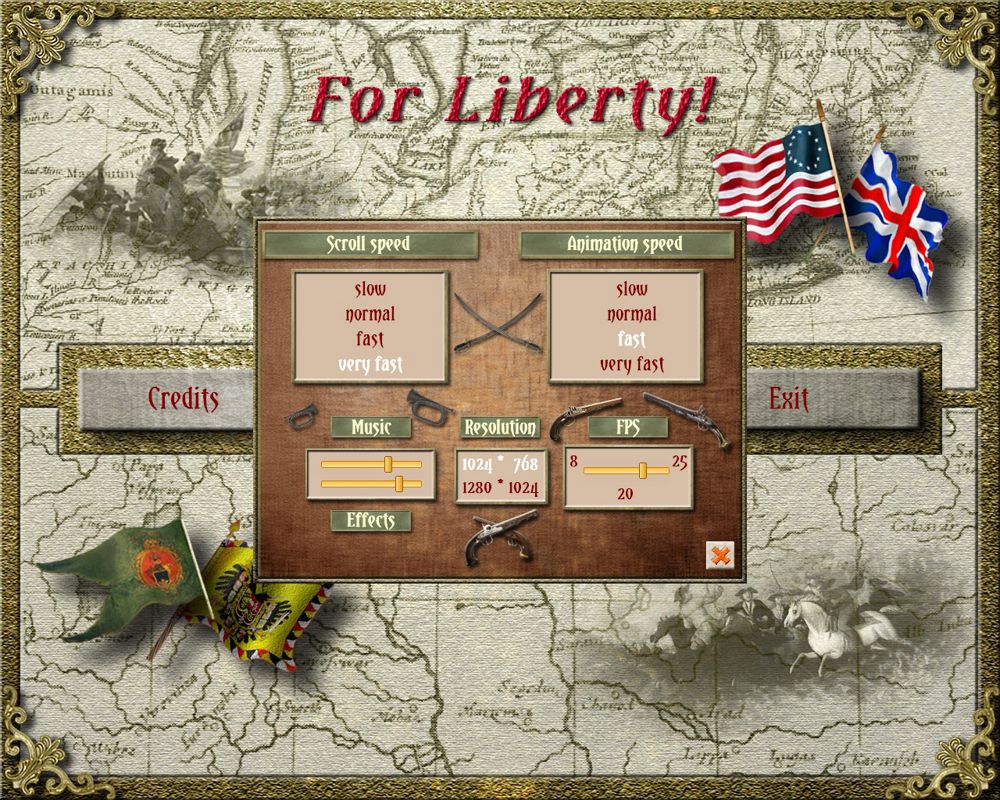 For Liberty! (Windows) screenshot: Options panel