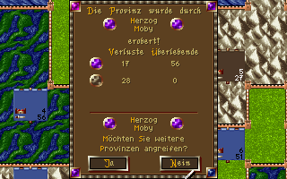 Heirs to the Throne (DOS) screenshot: Battle results.