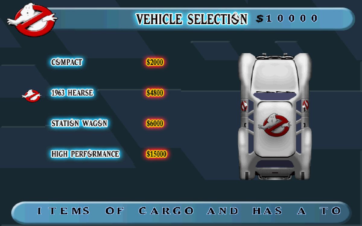 Ghostbusters (Windows) screenshot: Buying a car.