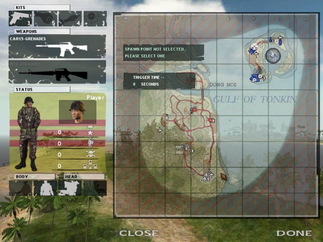 Battlefield: Vietnam (Windows) screenshot: You can select your spawn point each time you died