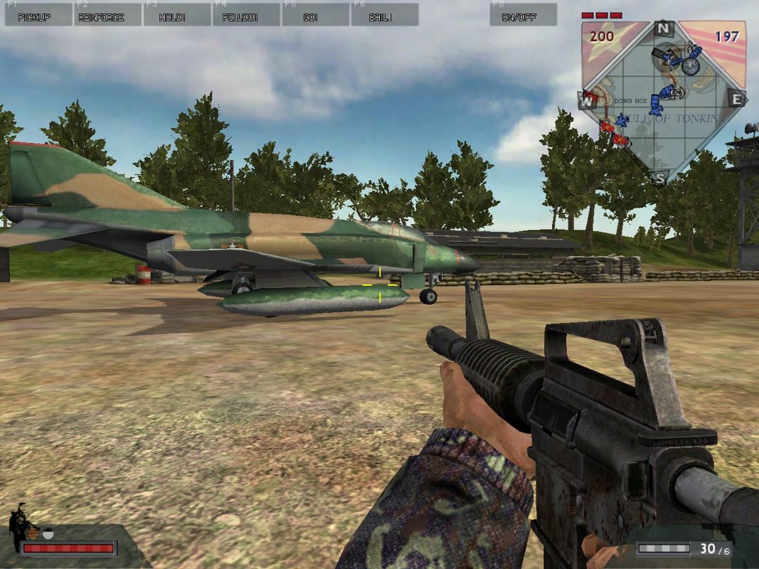 Battlefield: Vietnam (Windows) screenshot: Starting on an island, a F4 Phantom is a good option to reach the front lines