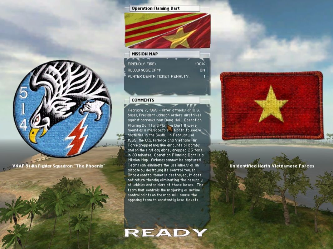 Battlefield: Vietnam (Windows) screenshot: Operation "Flaming Dart" briefing screen