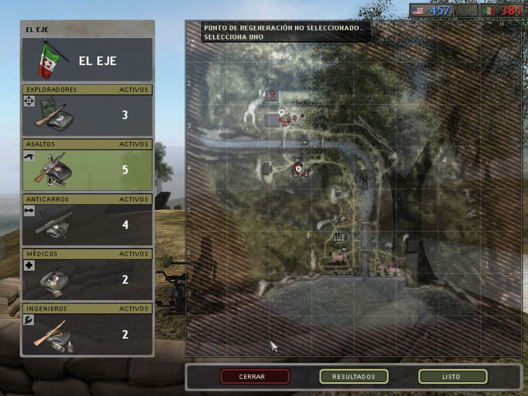 Battlefield 1942: The Road to Rome (Windows) screenshot: Anzio Battle map and character selection