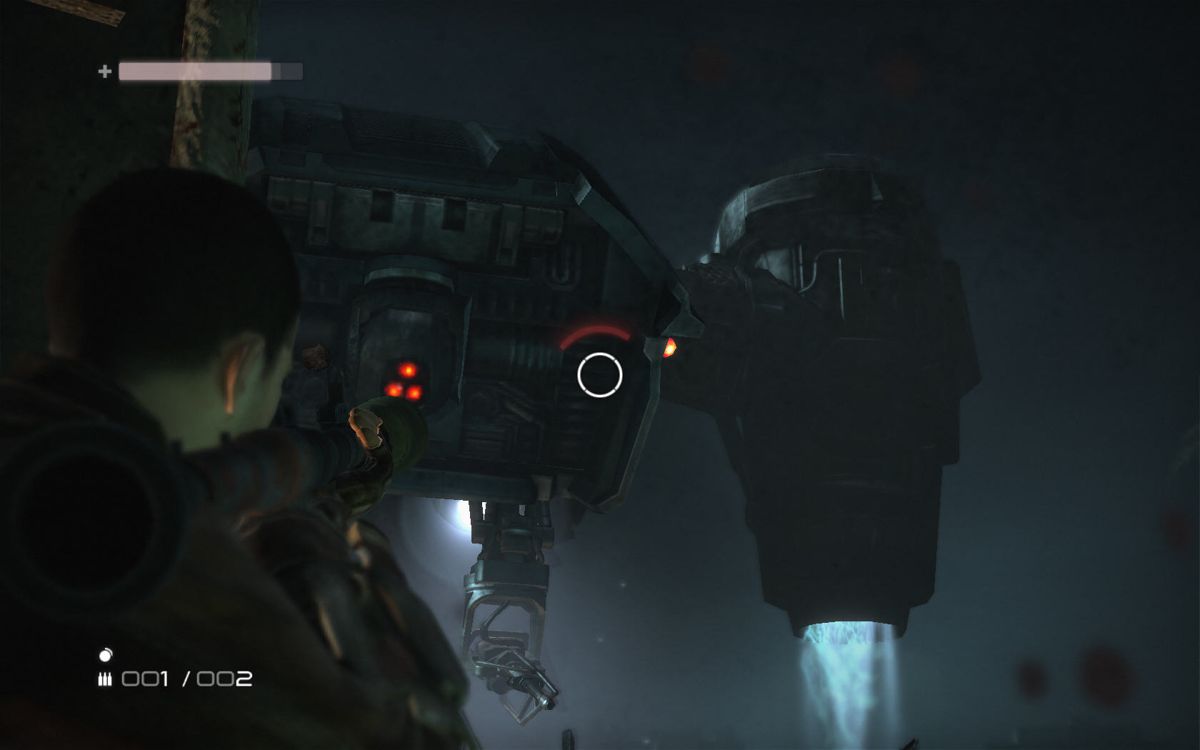 Terminator: Salvation (Windows) screenshot: Targeting HK with rocket.