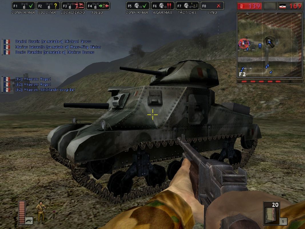 Battlefield 1942: The Road to Rome (Windows) screenshot: After several dies, i take the protected way to reach the top of the hills, a tank!