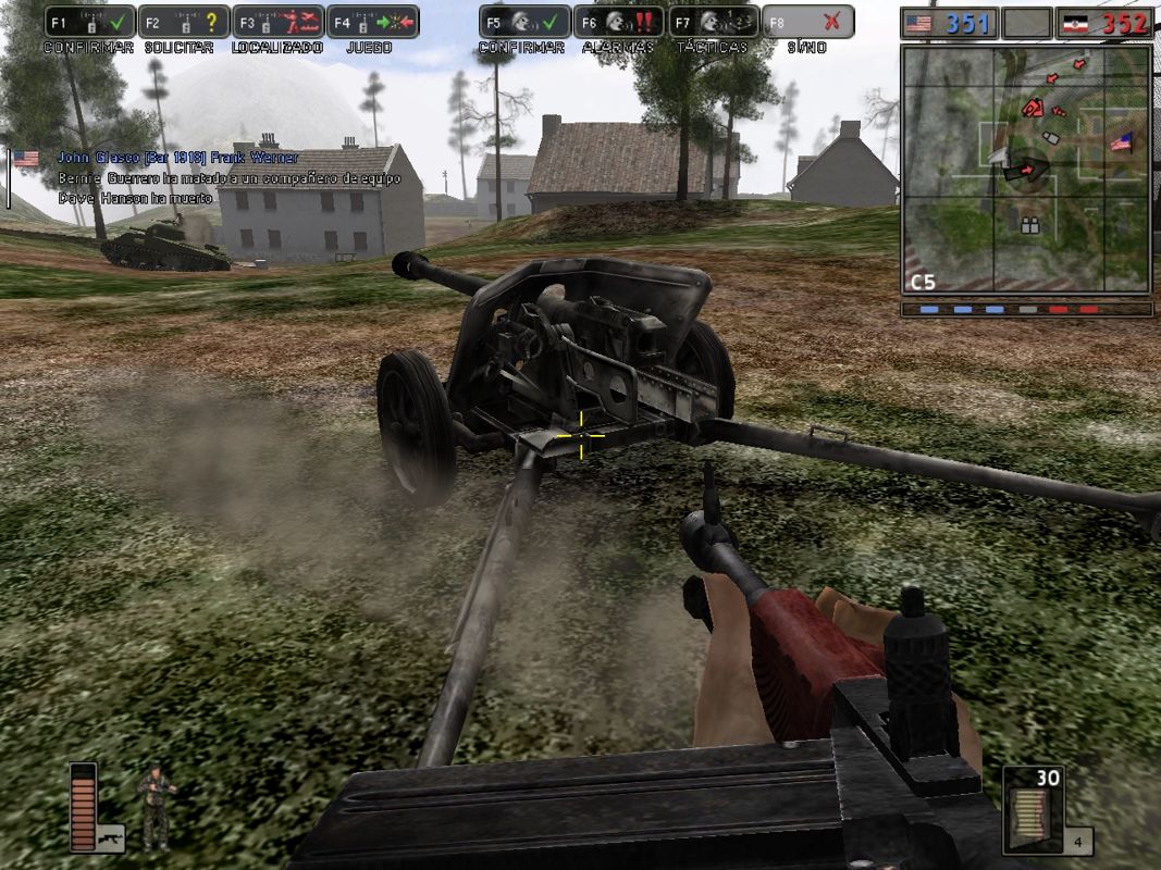 Battlefield 1942: Secret Weapons of WWII (Windows) screenshot: You can use several artillery pieces on the map.