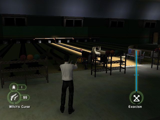 Constantine (Windows) screenshot: Haunted bowling alley is a unique concept
