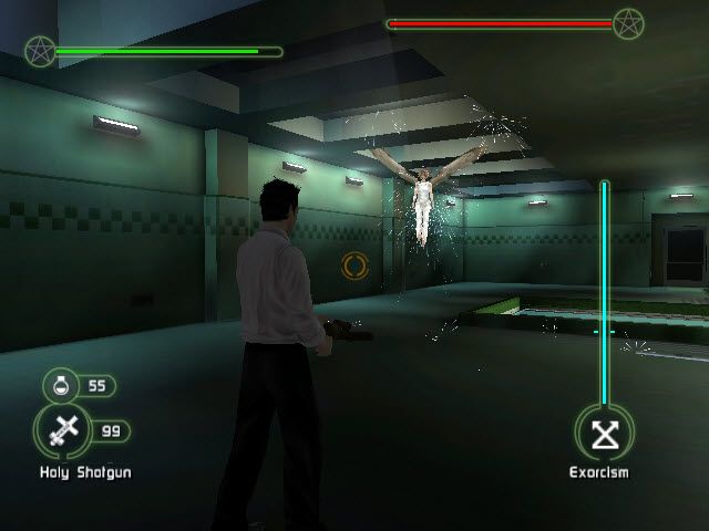 Constantine (Windows) screenshot: Time to face the crazed angel Gabriel as in the movie
