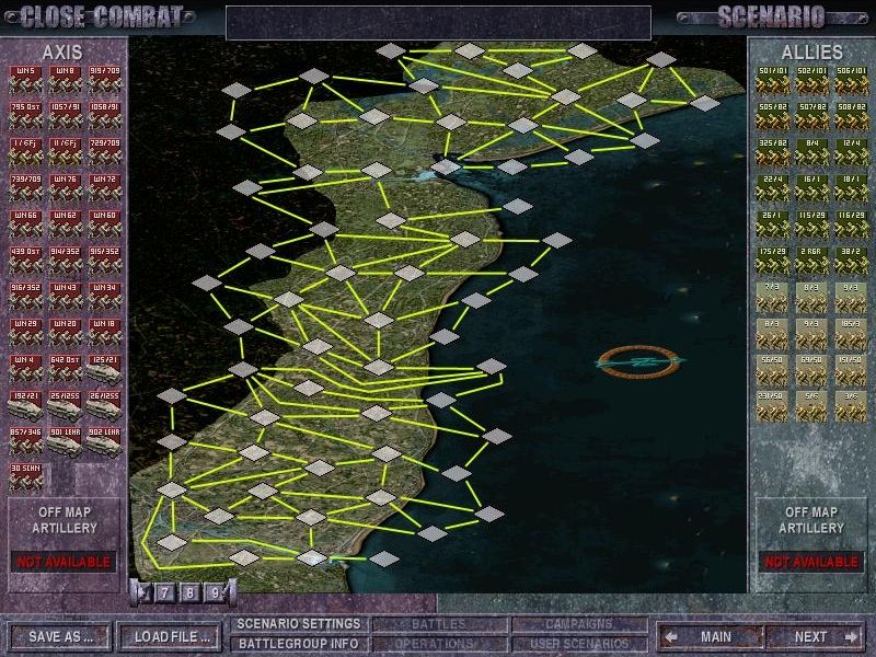 Close Combat: The Longest Day (Windows) screenshot: The scenario editor where players can make their own battle scenarios.