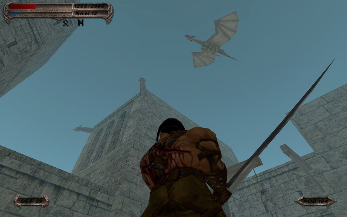 Blade of Darkness (Windows) screenshot: The island of Karum is guarded by a dragon