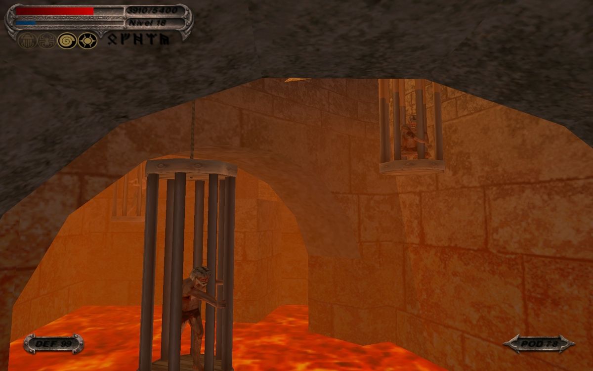 Blade of Darkness (Windows) screenshot: Tortured prisoners in the forge of Xshathra
