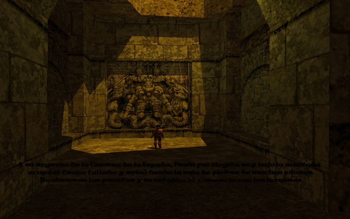 Blade of Darkness (Windows) screenshot: Frair the dwarf was the first hero of Ianna, he hid the runes