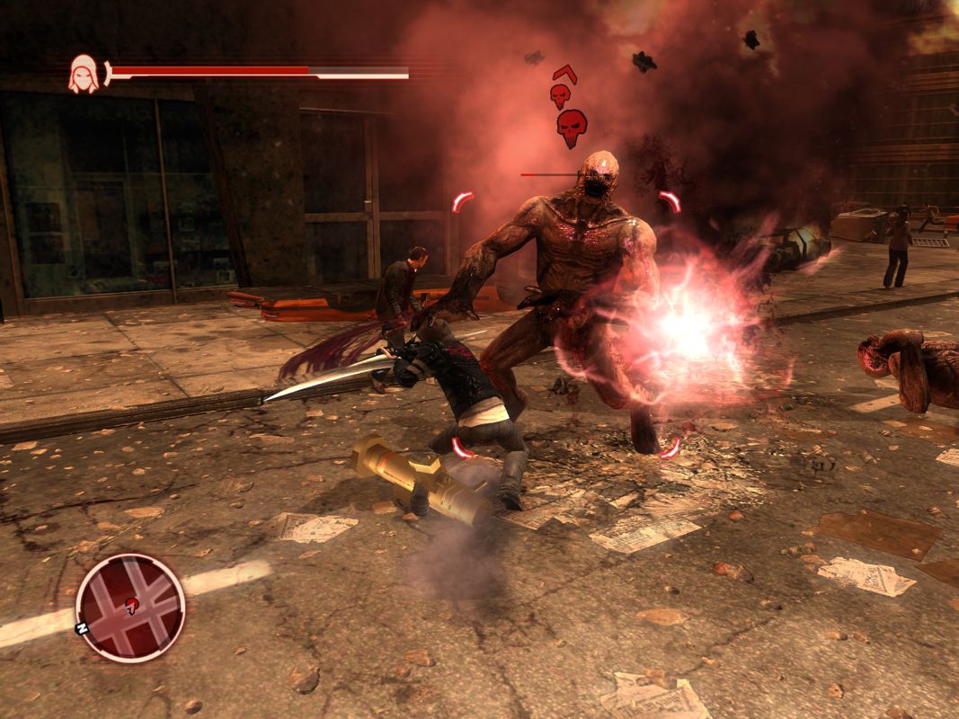 Prototype (Windows) screenshot: Fighting a hunter - those things can take a beating!