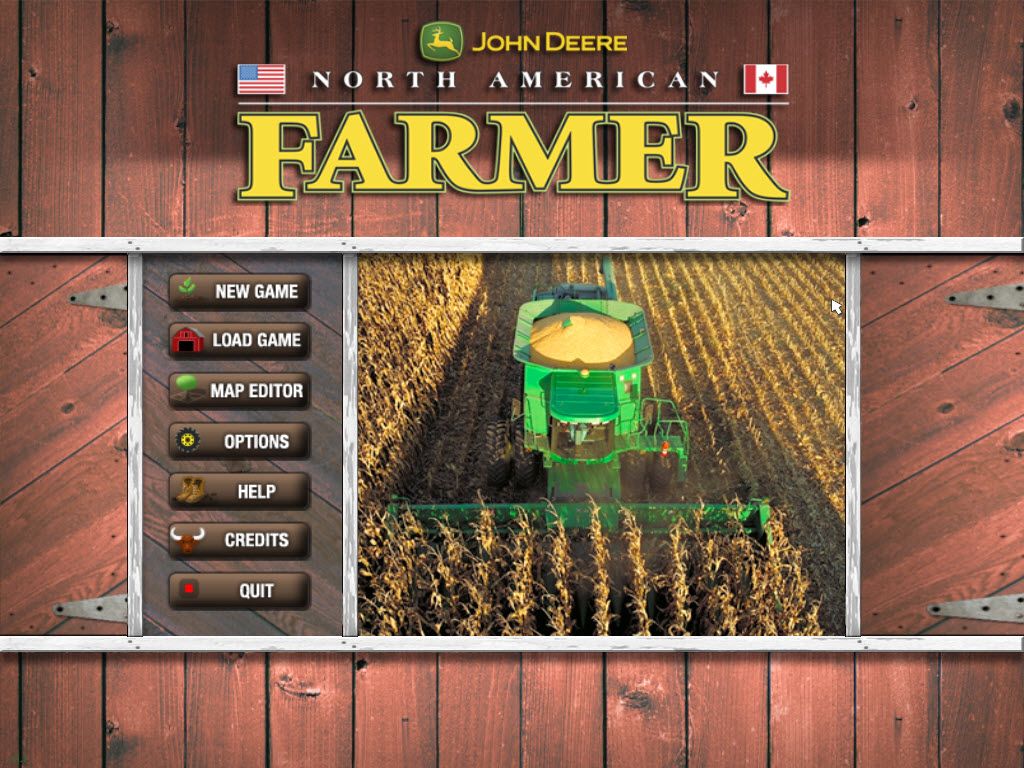 John Deere: North American Farmer (Windows) screenshot: Title and main menu screen