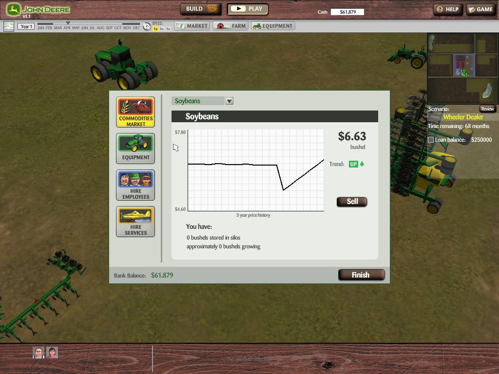 John Deere: North American Farmer (Windows) screenshot: Soybeans prise rising up