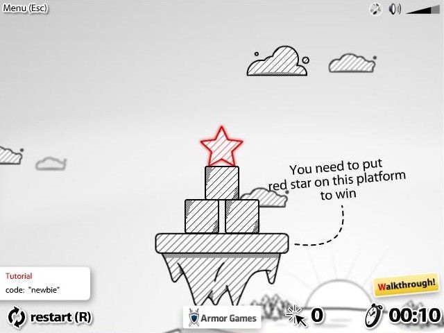 Redstar Fall (Browser) screenshot: The tutorial level.