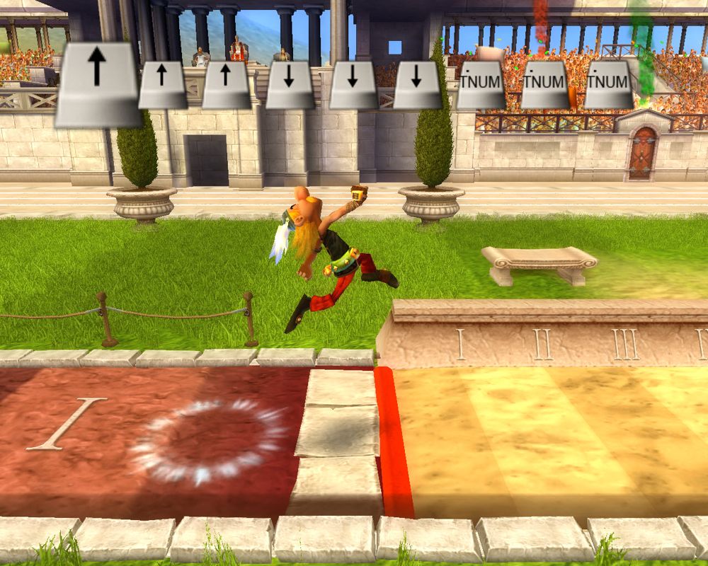 Asterix at the Olympic Games (Windows) screenshot: Asterix on the long jump game in Olympic mode