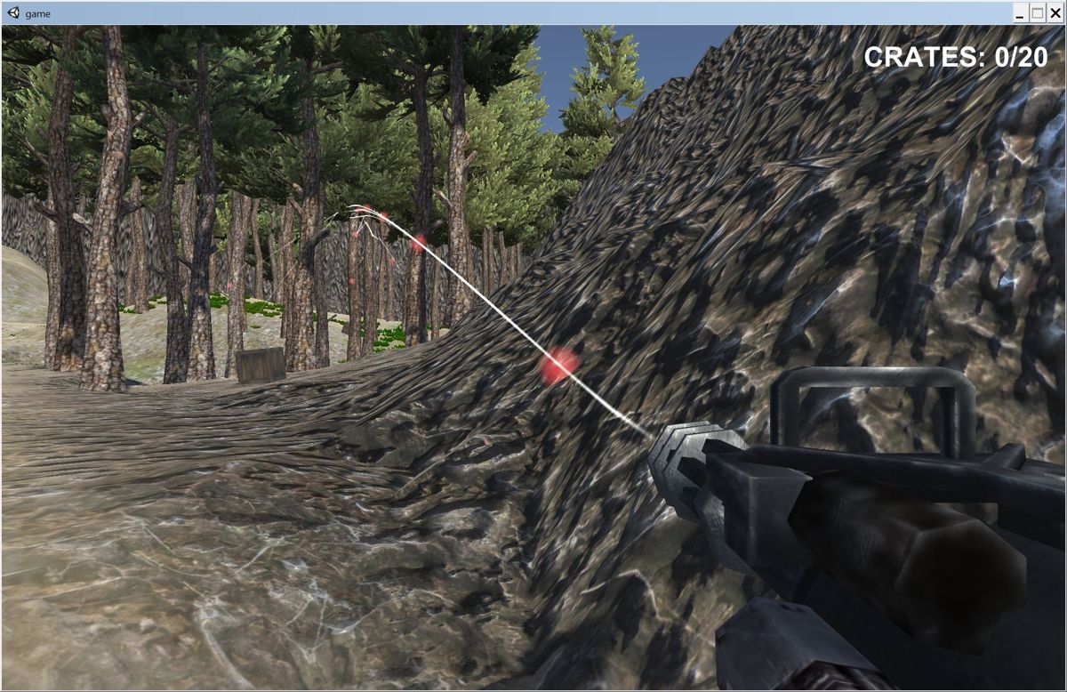 Best Game EU (Windows) screenshot: The game starts here.<br>Run through the woods shooting crates.