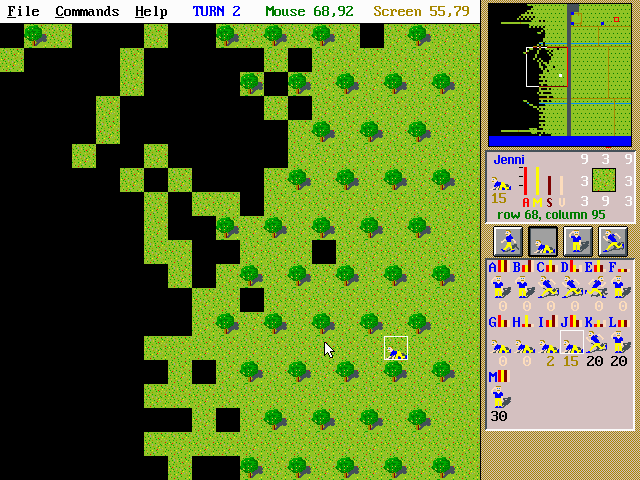 Capture the Flag (DOS) screenshot: Exploring the enemy territory