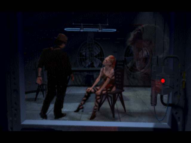 Ripper (DOS) screenshot: Magnotta interrogates a prostitute while you watch the show