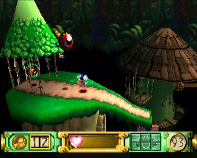 Klonoa: Door to Phantomile (PlayStation) screenshot: A trapped Phantomilian is stuck in a bubble