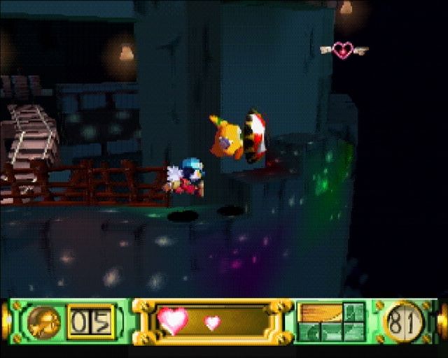 Klonoa: Door to Phantomile (PlayStation) screenshot: Shield-holding enemies can only be shot from behind